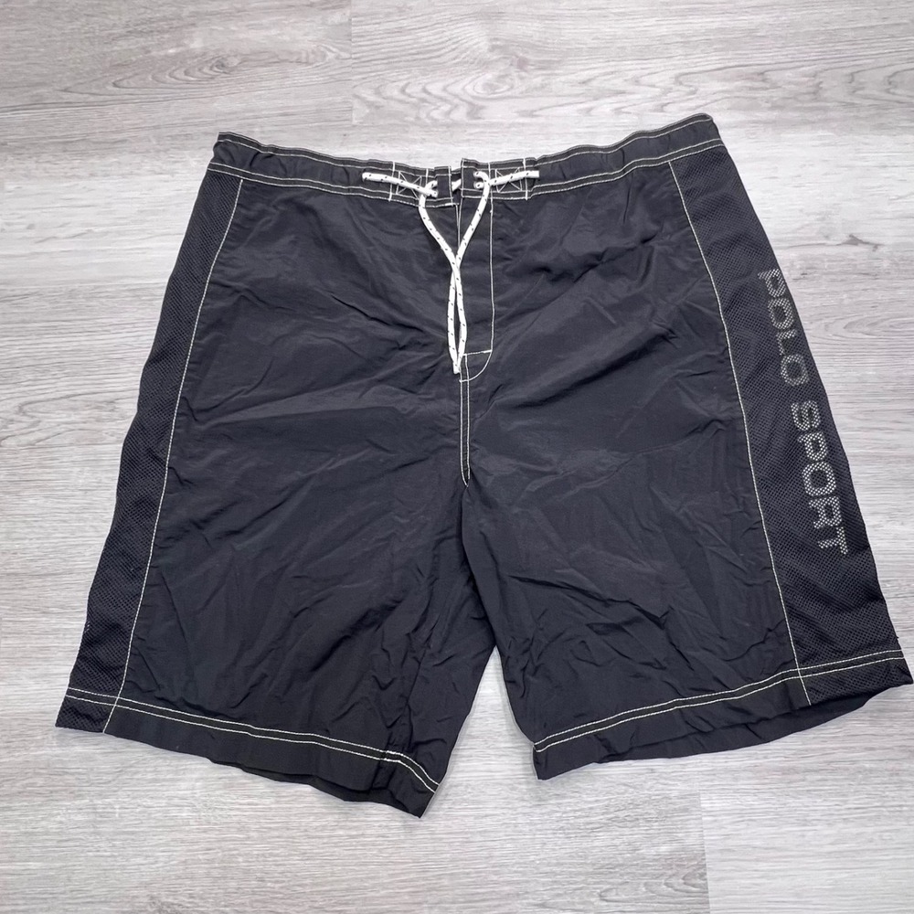 Polo Sport Ralph Lauren Mens Black Nylon Board Shorts Mesh Side Logo Size 40 - Picture 13 of 13